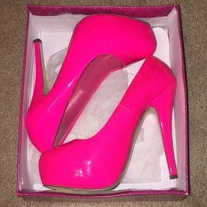 Hot pink high heels